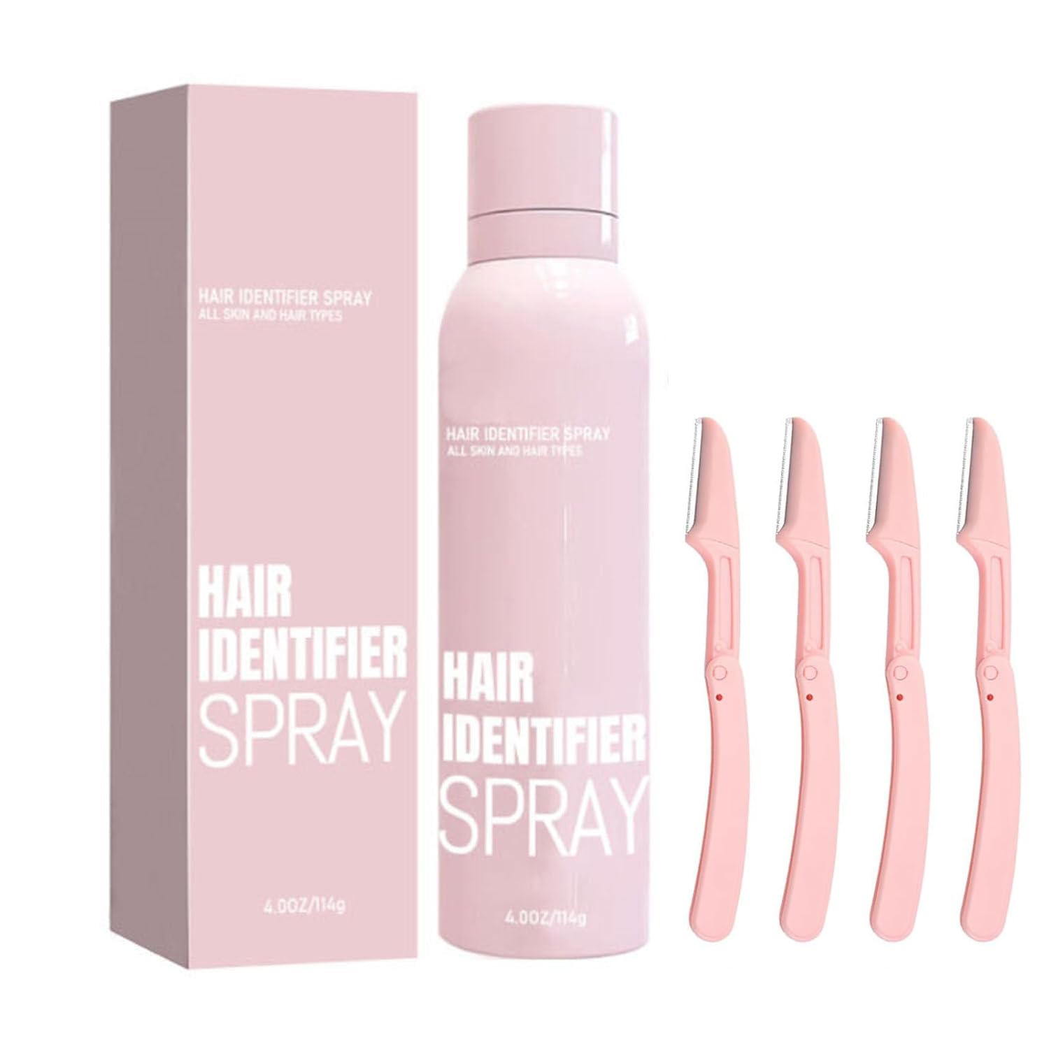 Hair Identifier Spray |  Face Shaving With 4 Pcs Razor |  Moisturizing and Skin Care Dermaplaner Spray | Skin Body Face Hair Identifier Spray | Face Hair Removal For Women