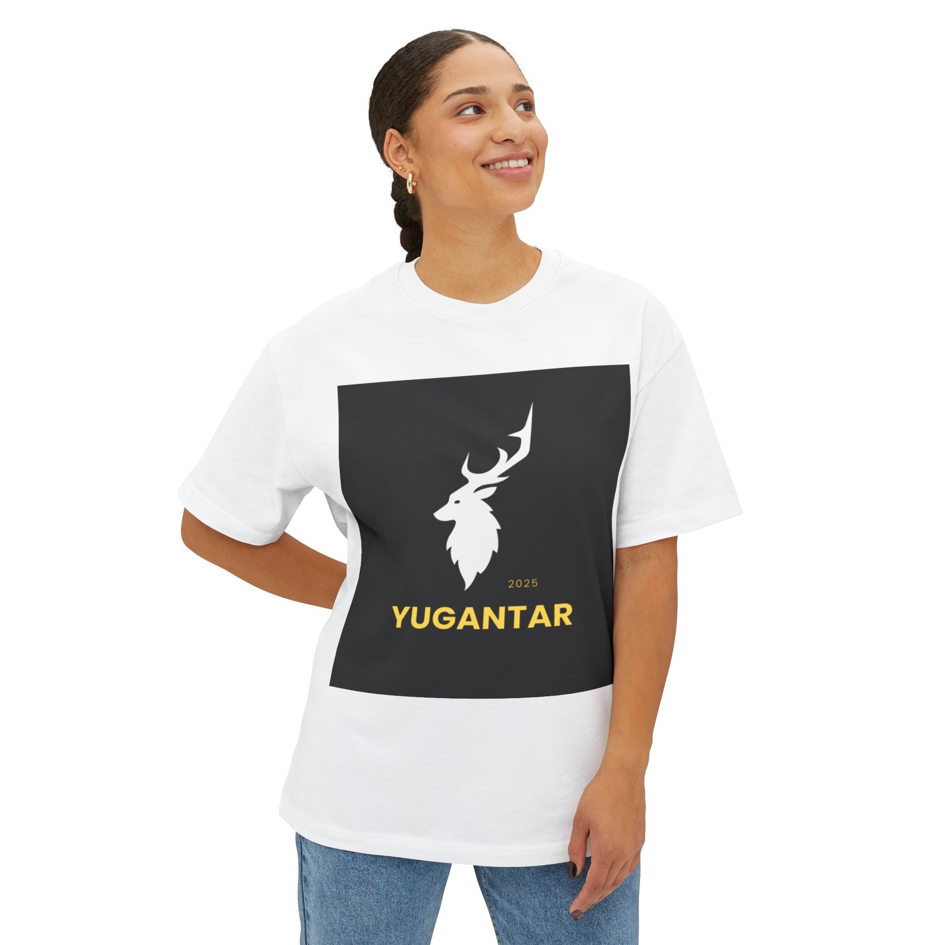 YUGANTAR Unisex Oversized Boxy Tee, Casual Tee, Graphic T-Shirt, Streetwear Top, Festivals, Cozy Wear, Gift Idea